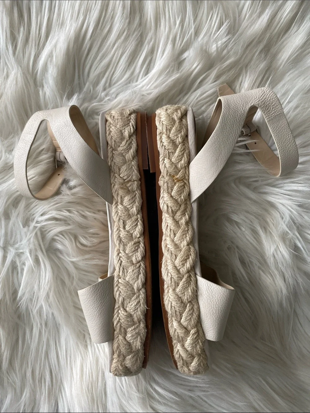 NWOT Vince camuto Cream Espadrille leather Platform Sandals with Ankle Strap